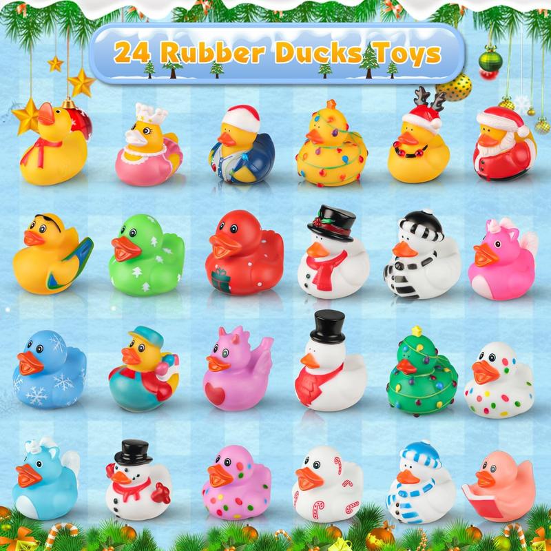 Calendar 2024 Christmas Ducks - 24 Days Christmas Countdown Calendar Gifts for  Girls Boys - 24 count Rubber Duck  Calendar Bath  Christmas Party Favors for