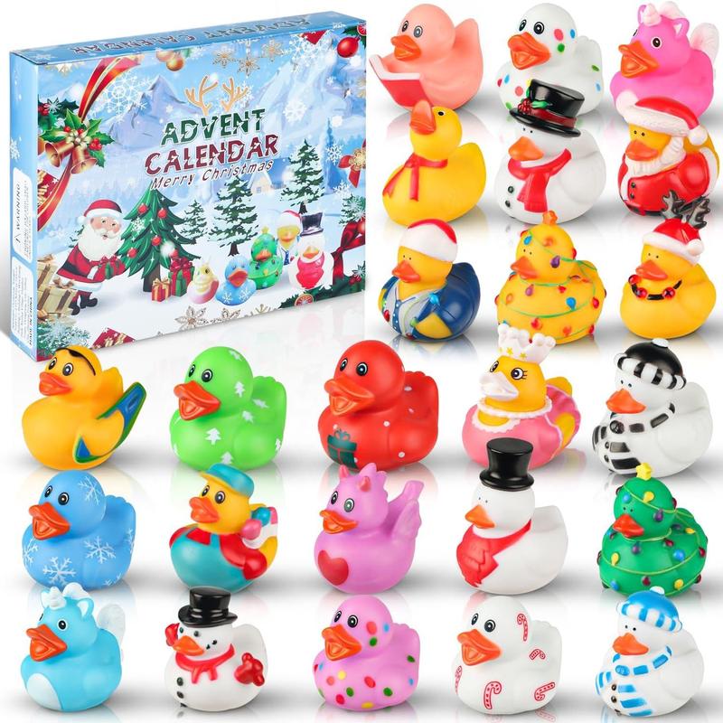 Calendar 2024 Christmas Ducks - 24 Days Christmas Countdown Calendar Gifts for  Girls Boys - 24 count Rubber Duck  Calendar Bath  Christmas Party Favors for