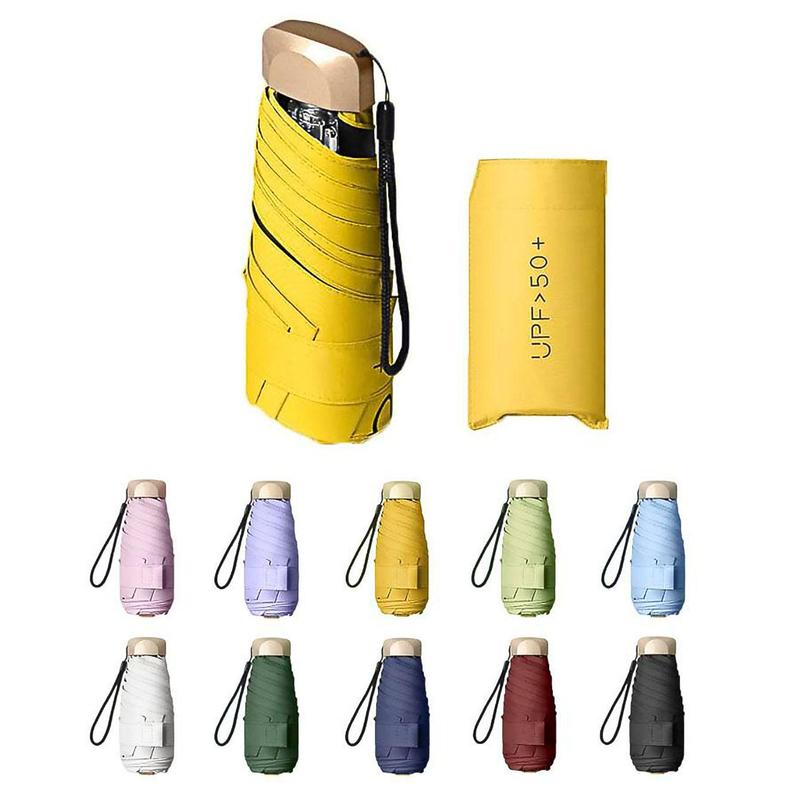 Mini Folding Umbrella, 1 Count Portable Lightweight Umbrella with Thumb Hole, Windproof Umbrella for Sun & Rain, Umbrella for Outdoor Travel