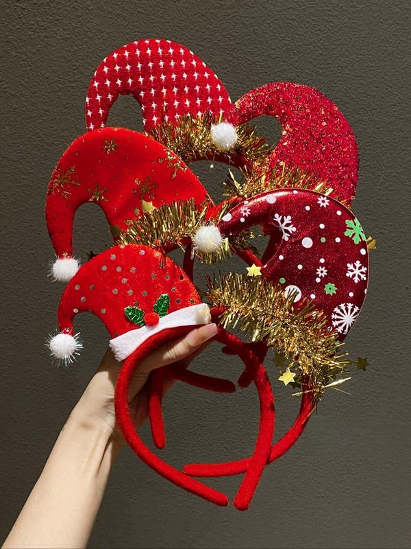 Christmas Themed Hair Hoop, Cute Christmas Hat Design Hair Hoop, Fashion Hair Accessories for Women & Girls, Party Decoration