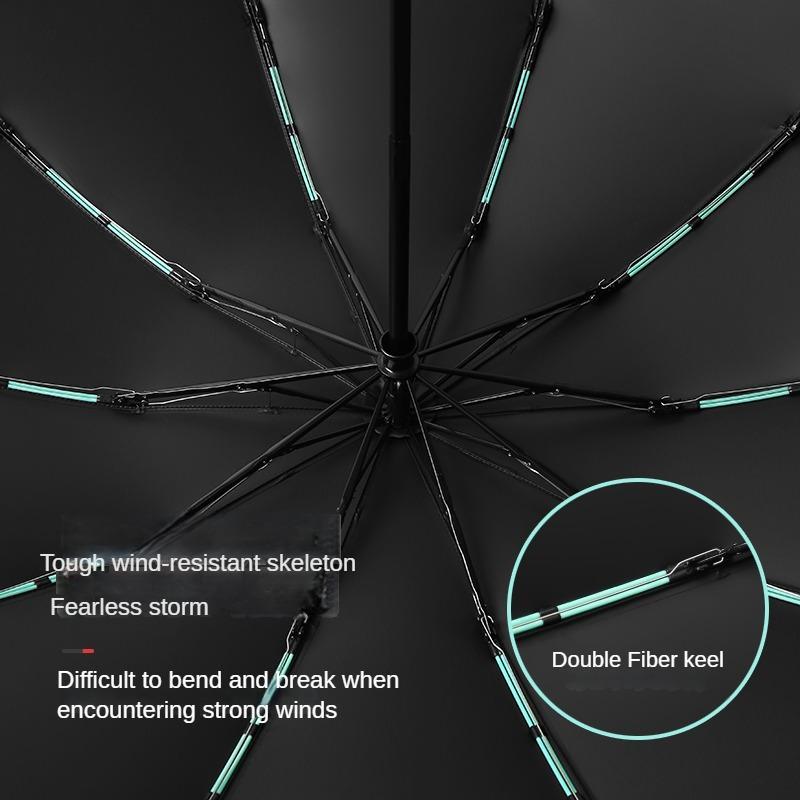 Automatic Umbrella, 1 Count 10 Ribs Travel Compact Umbrella, Waterproof Windproof Umbrella, Christmas Gift Ideas Safety Protection Umbrella with Reflective Strip, Home Essentials, Folding Umbrella Travel Essentials, Men Gifts