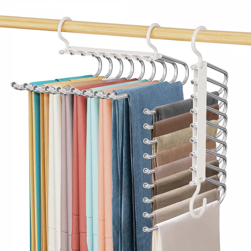 Room Decor 9 Layer Pants Hanger, Space Saving Hanger, Multifunctional Pants Storage Rack, Closet Organizer for Pants Jeans Leggings Trousers Skirts, Summer Gift, Summer Essentials, Bedroom Furniture Decorative Accessories, Fall Decor, Birthday Gifts