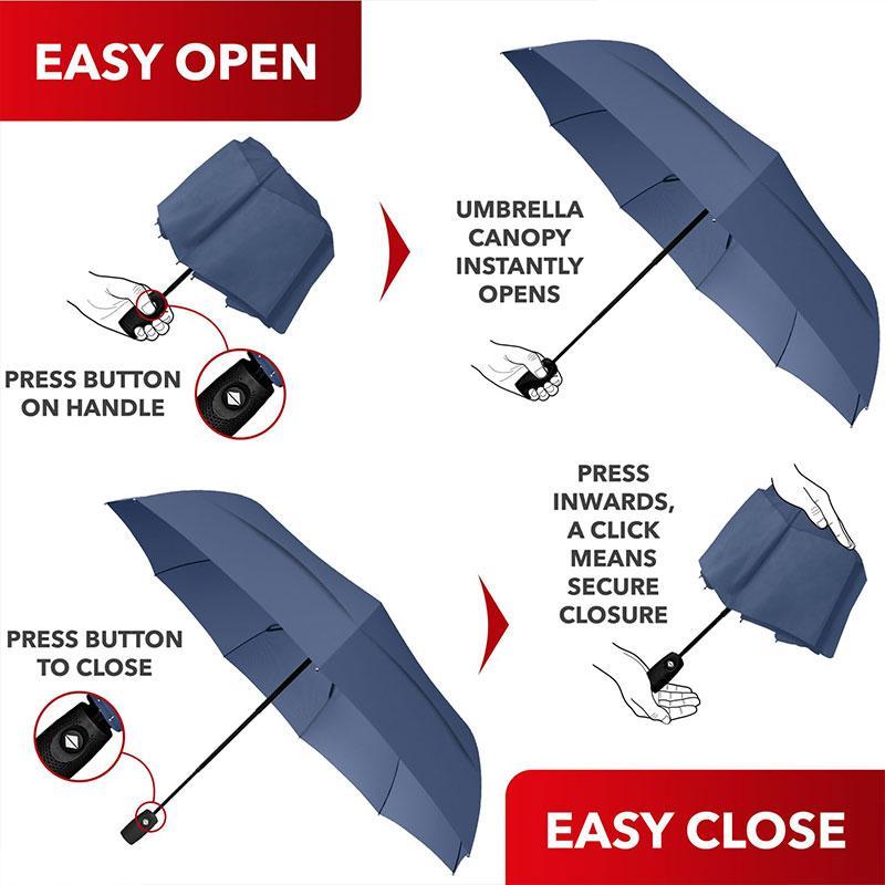 Portable Double-layer Umbrella, 1 Count Solid Color Windproof & Sun Protection Umbrella, Automatic Umbrella for Travel, Camping, Hiking