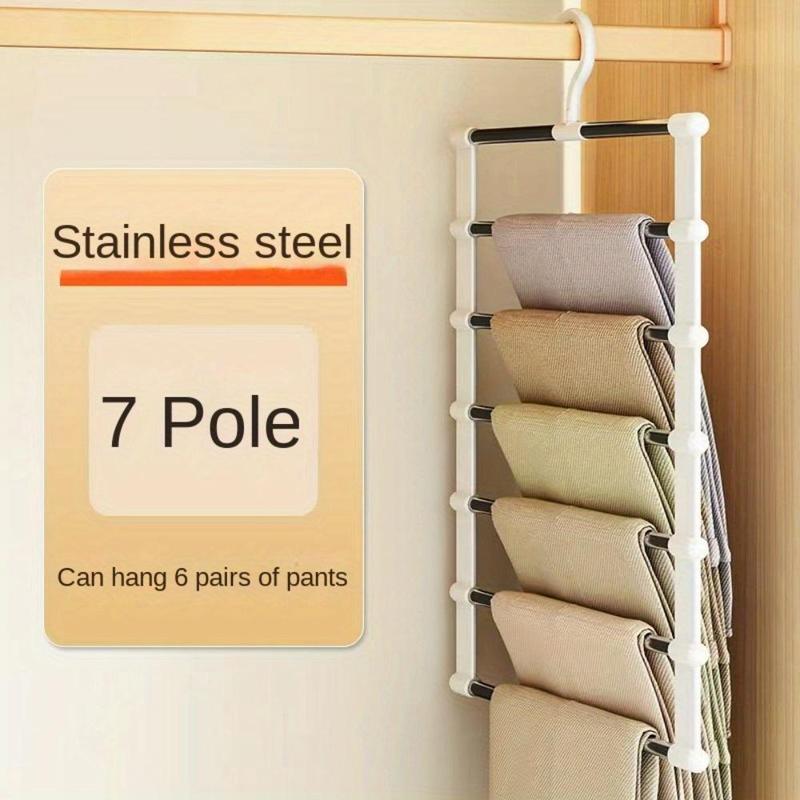 Stainless Steel Pole Hanger, 1 Count Foldable Pants Hanger, Multifunctional Clothes Hanger for Home Organizer for Bedroom, Closet, Wardrobe