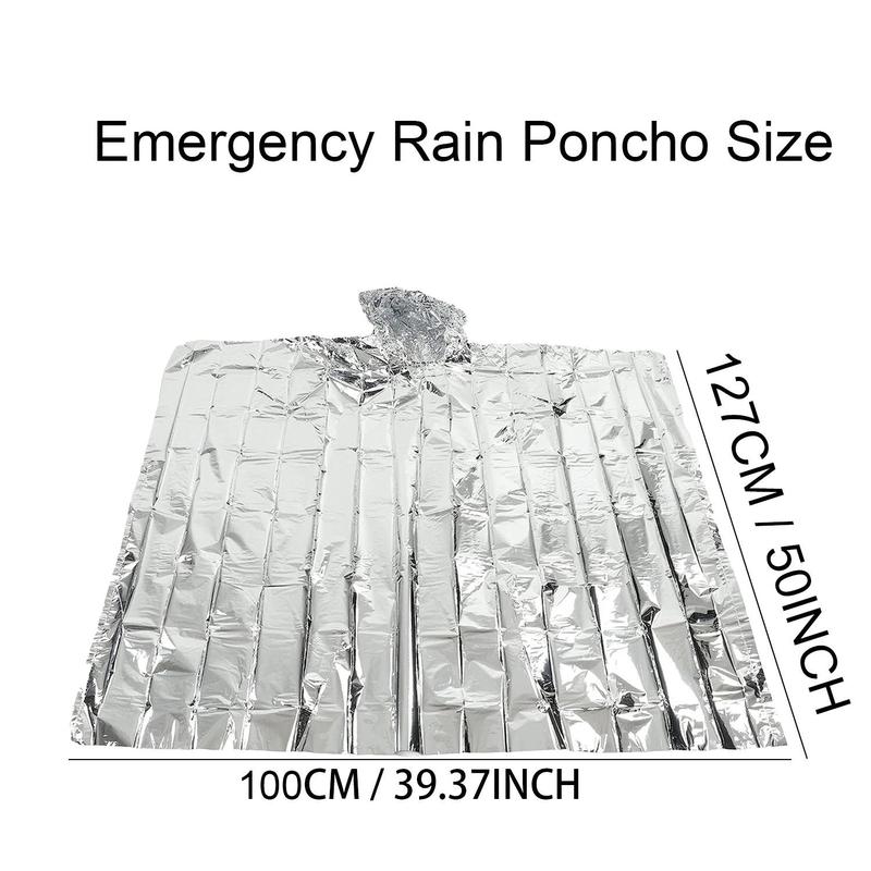 Waterproof Outdoor Rain Poncho, Emergency Weather Resistant Poncho, Heat Retention Raincoat, Emergency Equipment for Camping, Hiking, Solocamping, Bikepacking, Glamping, Music Festival Accessories, Camping Accessories