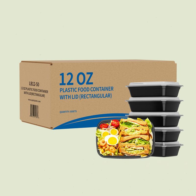 50-Pack Meal Prep Containers - 12 16 24 28 32 38 oz Reusable Takeout Food Storage Containers with Lids - Stackable Disposable Plastic Lunch Boxes