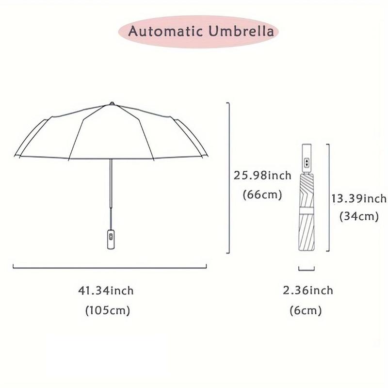 Automatic Umbrella, 1 Count 10 Ribs Travel Compact Umbrella, Waterproof Windproof Umbrella, Christmas Gift Ideas Safety Protection Umbrella with Reflective Strip, Home Essentials, Folding Umbrella Travel Essentials, Men Gifts