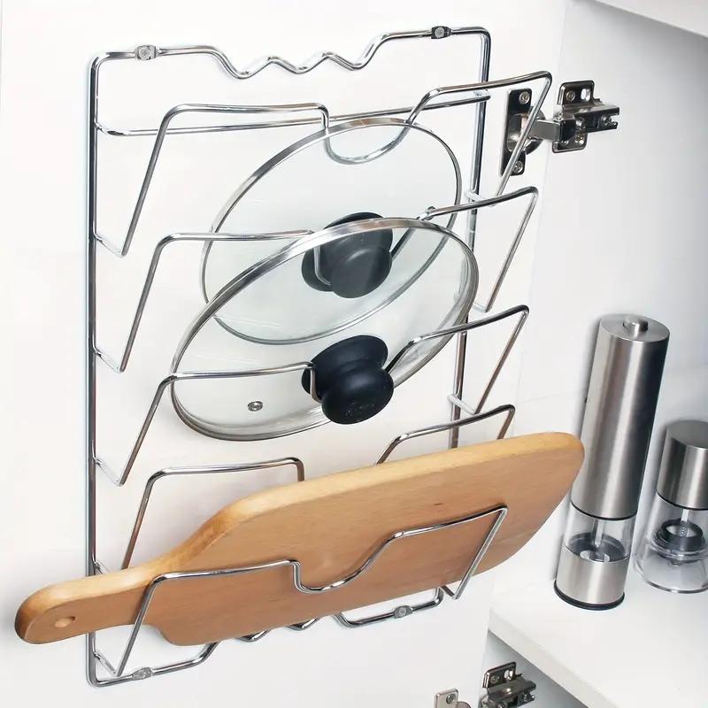 Stainless Steel Pot Lid Holder, Wall Mounted Pot Lid Storage Rack, Kitchen Storage Organizer for Home Use