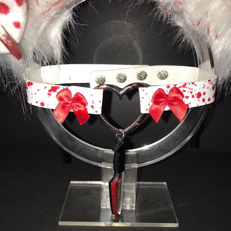 White red splattered Ear Headband Necklace Costumes Halloween