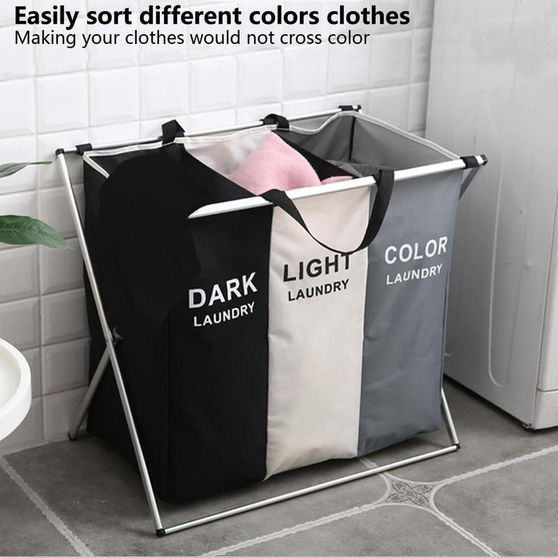 Large 3 Section  ,180L   ,Collapsible Tall Clothes  with Handles for Clothes Toys in the Dorm & Family Closet Storage and foldable rectangle storage  lenox spicejars laundrybasket Organiser section   large double   laundry Large  Collapsible