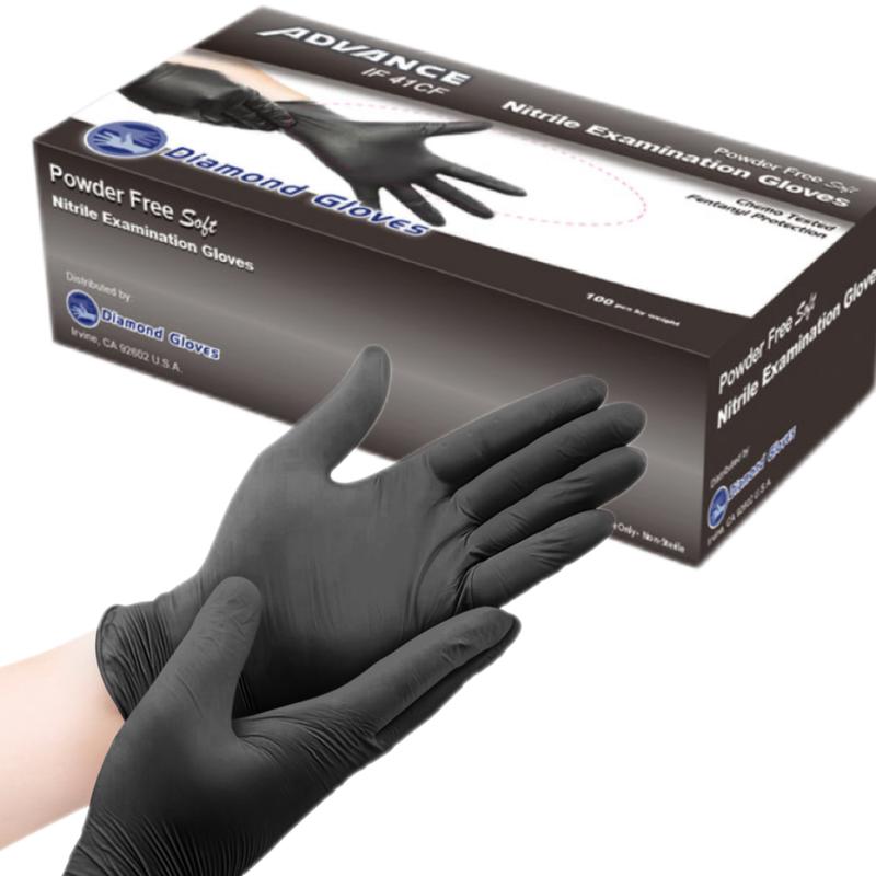 100-ct Diamond Black Nitrile Disposable Gloves - Latex-Free & Powder-Free Cleaning Food Gloves Hand Household Kitchen