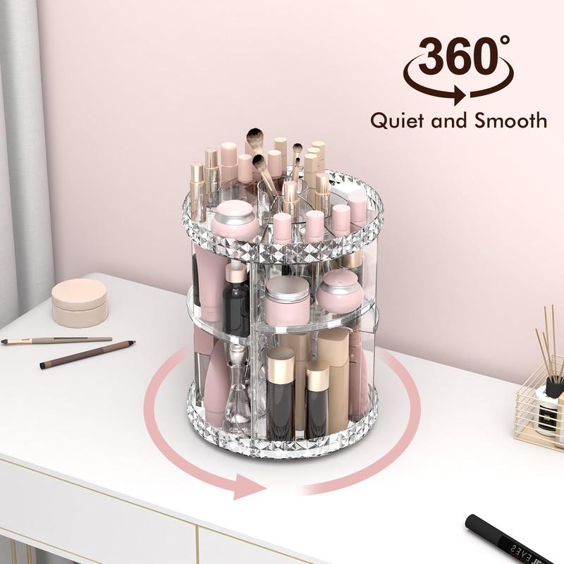 Rotating Makeup Organizer, 360° Spinning Skincare Organizers, Adjustable Layer Cosmetic Storage Lazy Susan Makeup Organizers for Dresser Bathroom, Medium