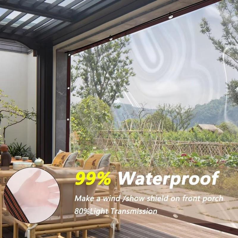 Transparent Poly Tarpaulin with Anti-Tear Design and Rustproof Grommets for Patio,Gardening,Chicken Coop and Painter's Drop Cloth Cover Waterproof