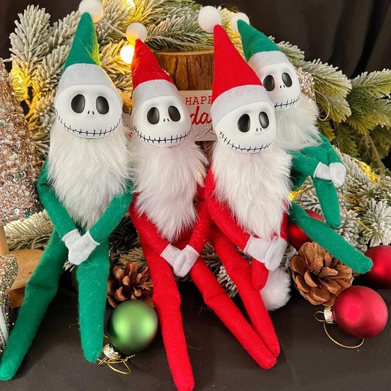 Santa Jack Skellington Doll Ornament, 1 Count Creative Halloween Themed Desktop Decoration, Home Decor Supplies for Living Room Bedroom