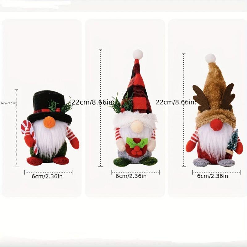 Christmas Themed Dwarf Doll Decoration, 3 Counts set Cute Gnome Doll Ornament, Desktop Decoration for Home Living Room Bedroom