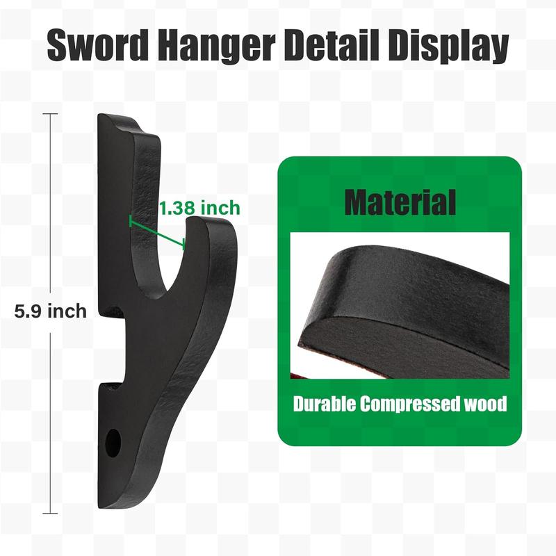 Sword Holder Wall Mount 1-Tier Hook Katana Holder Adjustable Display Hanger for Samurai Sword Tanto Rapier light saber Cosplay Blade Tanjirou Demon Slayer Weapon Rack