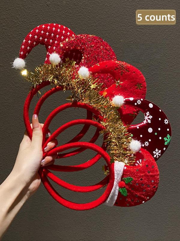 Christmas Themed Hair Hoop, Cute Christmas Hat Design Hair Hoop, Fashion Hair Accessories for Women & Girls, Party Decoration