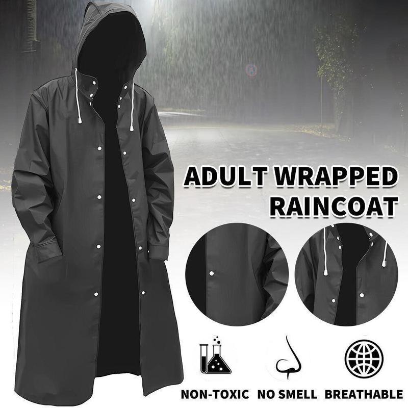 Rain Ponchos for Adults Reusable, Raincoats Emergency for Women Men with Hood and Drawstring