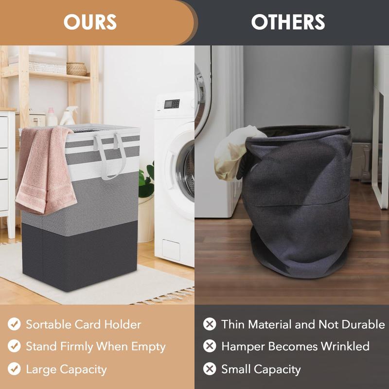 75L Large Laundry Hamper with Handles, Dirty Clothes Hamper for Bedroom Waterproof, Freestanding Tall Laundry Basket Waterproof, Hamper for Bedroom, Bathroom, Dorm, Toys Storage (Stripes, 2 × 75L) clothes  basket