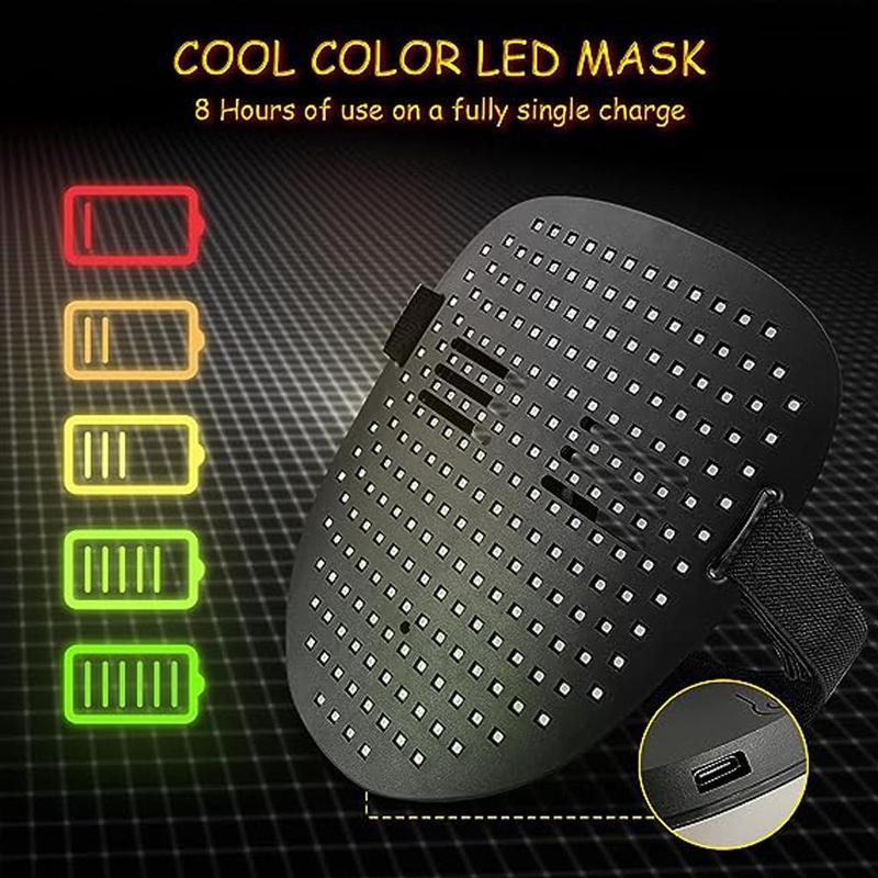 USB Rechargeable LED Mask, Glowing Mask Light with 50 Patterns Glow in the Dark Mask, Funny Party Festival Mask, LED Light Party Decoration Supplies, Neon Lights Room Decor, Party Dress Up Supplies, Stocking Fillers Gift