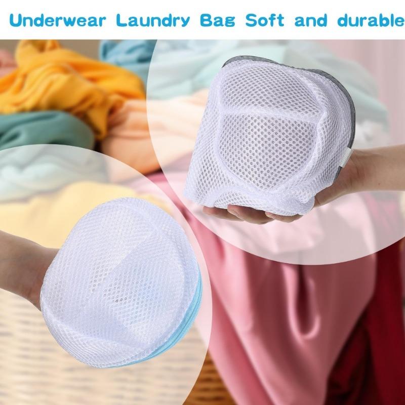 2 Pack Bra Laundry Bags for Washing Machine Lingerie Wash Dryer Bag Non-Deform 3D Protective Bracket Case with Handle and Zipper for Women Underwear Brassiere Delicates A to C Cups