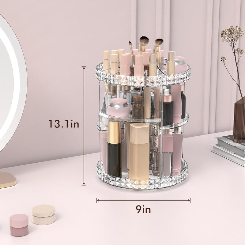 Rotating Makeup Organizer, 360° Spinning Skincare Organizers, Adjustable Layer Cosmetic Storage Lazy Susan Makeup Organizers for Dresser Bathroom, Medium