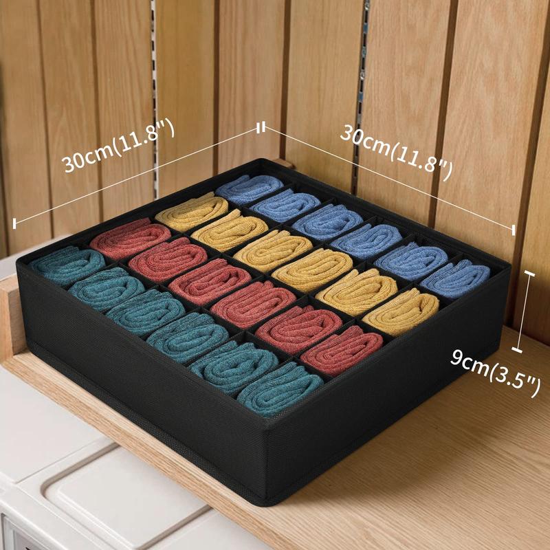 2or3 Piece Sock Drawer Organizer Underwear Organizer, 24 Cell Collapsible Closet Organizer Underwear Storage Boxes for Socks, Ties, Belts Pack Plastic Room