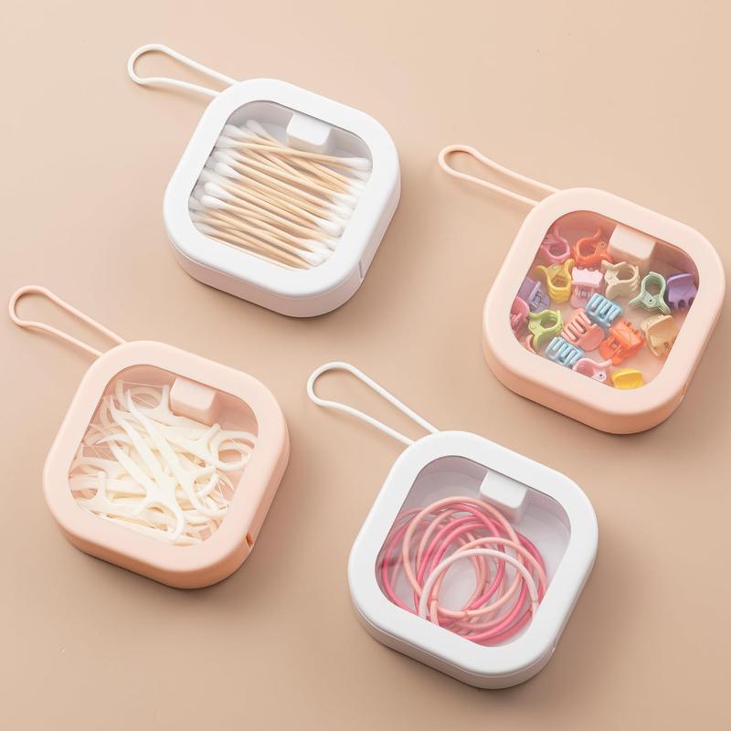 2 or 4 Pcs Portable Hair Tie Organizer Travel Q-tip Storage Containers Stackable Box for Bobby Pin Cotton Swab Hair Clips Earrings and Jewelry