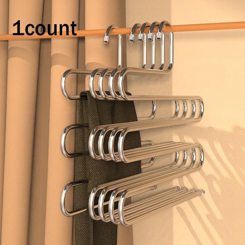 Multifunction Pants Hanger, 1 Count Stainless Steel Clothes Hangers, S-shaped Multi-layer Clothes Hanger for Home Use