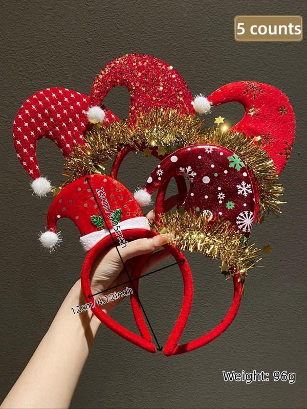 Christmas Themed Hair Hoop, Cute Christmas Hat Design Hair Hoop, Fashion Hair Accessories for Women & Girls, Party Decoration