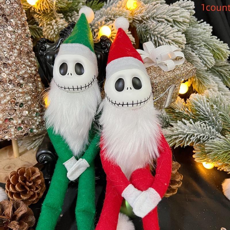 Santa Jack Skellington Doll Ornament, 1 Count Creative Halloween Themed Desktop Decoration, Home Decor Supplies for Living Room Bedroom