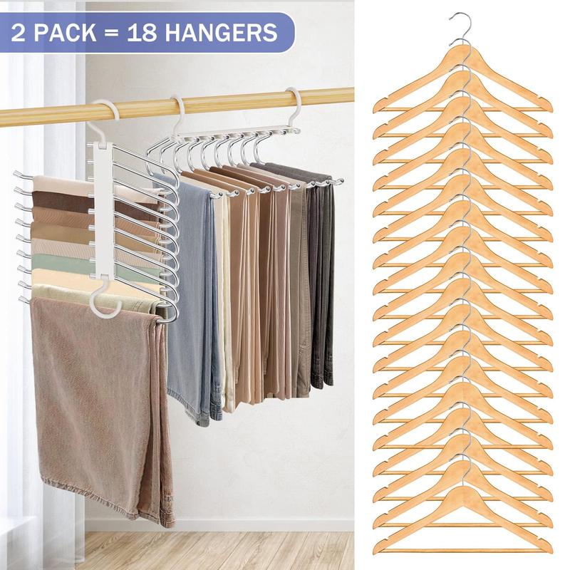 Room Decor 9 Layer Pants Hanger, Space Saving Hanger, Multifunctional Pants Storage Rack, Closet Organizer for Pants Jeans Leggings Trousers Skirts, Summer Gift, Summer Essentials, Bedroom Furniture Decorative Accessories, Fall Decor, Birthday Gifts