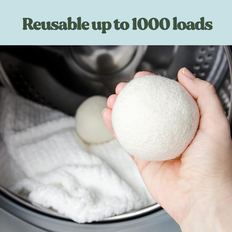 FEBU Wool Dryer Balls, 4-Pack, XL | 100% New Zealand Wool | Natural, Plastic-Free Reusable Fabric Softener for Laundry | Alternative to Dryer Sheets | Reduces Wrinkles, Shortens Drying Time, Zero Waste