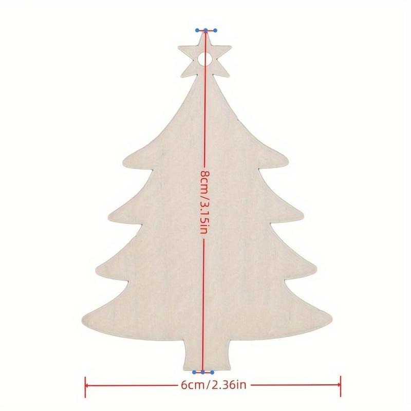 Wooden Christmas Tree Hanging Ornament, 10pcs set DIY Wooden Christmas Tree Hanging Decoration, DIY Decorative Craft for Home Party Festival