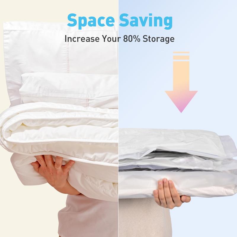 12 Pack Space Saver Bags, Compression Storage Bags for Comforters, Vacuum Sealer Bags for Clothes Storage, Electric pump Included, Organiser