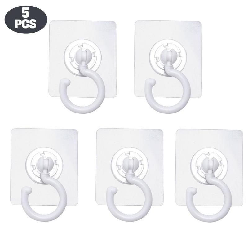 360° Rotatable Hook, 5 Counts Multifunctional Self Adhesive Hook for Key Clothes Hat, Wall Mounted Hook for Home Kitchen Bathroom