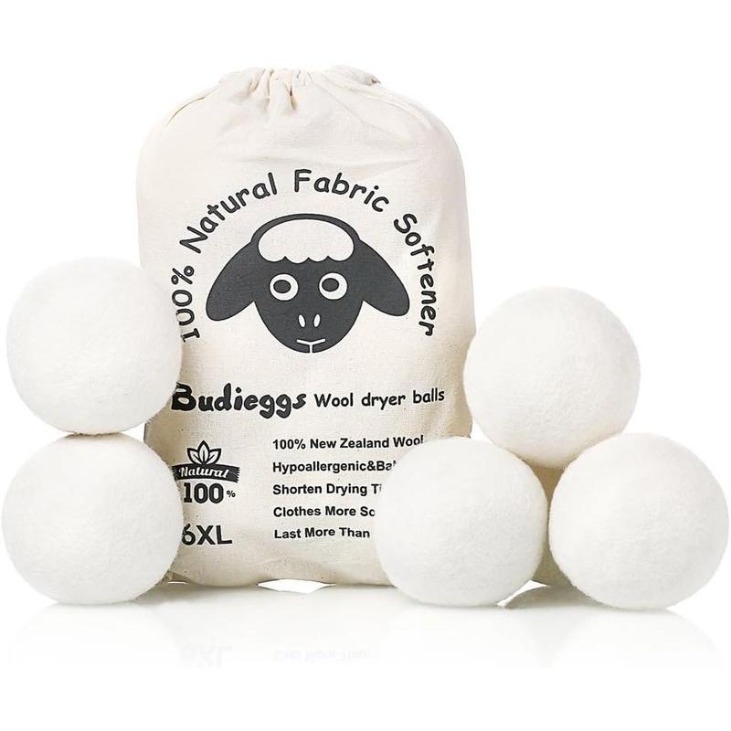 Wool Dryer Balls Dark Grey XL 6-Pack, 100% New Zealand Organic Fabric Softener for 1000+ Loads,f , Reduce Wrinkles & Shorten Drying Time Naturally (6count Grey-XL)