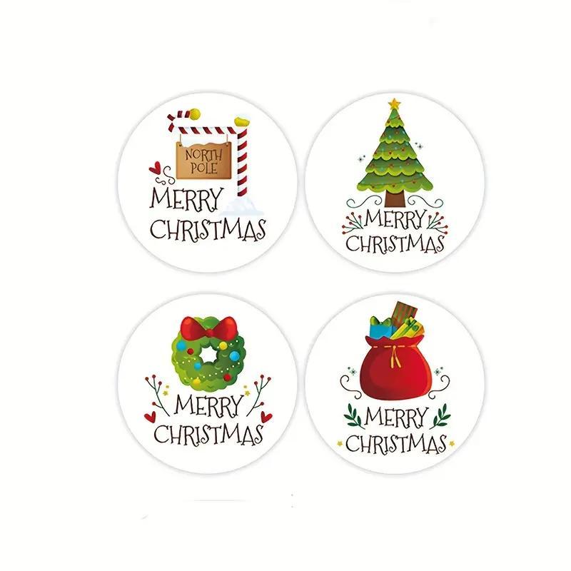 Merry Christmas Themed Sticker (500pcs roll), Self Adhesive Decorative Sticker, DIY Decals for Water Bottle, Laptop, Phone Case, Scrapbooking, Journal Making, Christmas Gift