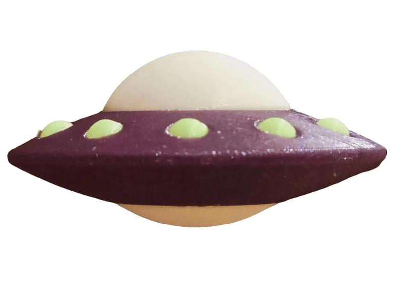 [3-Pack] UFO Fridge Magnet: Glow-in-the-Dark Accents, Cosmic Colors, 3D Printed Art - Alien, Gift Kitchen Decor Nature Magnetic