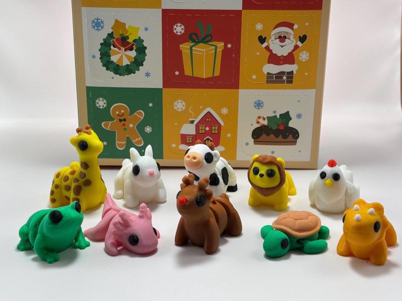 Holiday Advent Calendar with 12 Surprise Mini Cute Animals - Fun Christmas Countdown Gift for Kids, Teen, Family