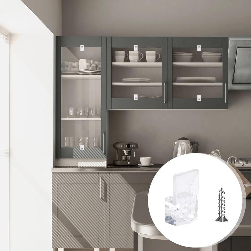 25pieces Mirror Hangers for The Wall, Mirror Holder Clips, Clear Plastic Mirror Mounting Clips, Glass Retainer Clips Kit Crystal Mirror Hanging Hardware Frameless Kit for Wall and Fixed Mirror Box Door