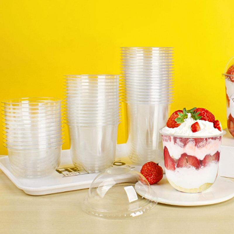 Clear Dessert Cup with Lid, 50pcs Disposable Dessert Cup, Dessert Container for Yogurt, Fruit Salad, Ice Cream, Pudding, Cake, Party Supplies