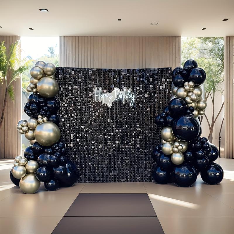 Black Shimmer Wall Backdrop 24PCS Black Sequins  Birthday, Anniversary Wedding Engagement Banners Ornaments  christmas  farmhouse Photo flag tapestry