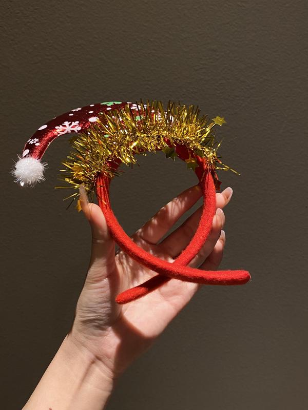 Christmas Themed Hair Hoop, Cute Christmas Hat Design Hair Hoop, Fashion Hair Accessories for Women & Girls, Party Decoration