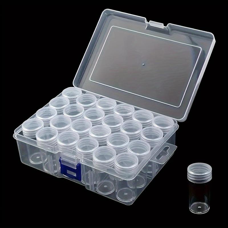 Clear Storage Box for Diamond Art Painting Accessories, 24pcs set Rhinestone Storage Bottles, Shockproof Jars for Jewelry Beads Rings Charms