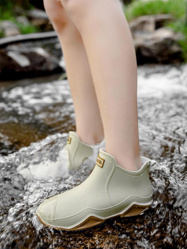 Women's Fashionable Solid Color Rain Boots, Casual Comfortable Waterproof Anti-slip Rain Boots for Outdoor Work, Female All-match Round Toe Shoes for Daily Wear