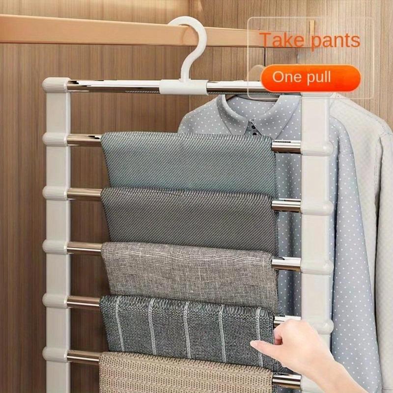 Stainless Steel Pole Hanger, 1 Count Foldable Pants Hanger, Multifunctional Clothes Hanger for Home Organizer for Bedroom, Closet, Wardrobe