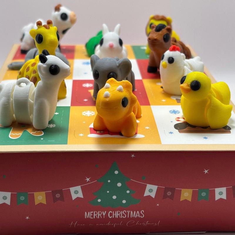 Holiday Advent Calendar with 12 Surprise Mini Cute Animals - Fun Christmas Countdown Gift for Kids, Teen, Family