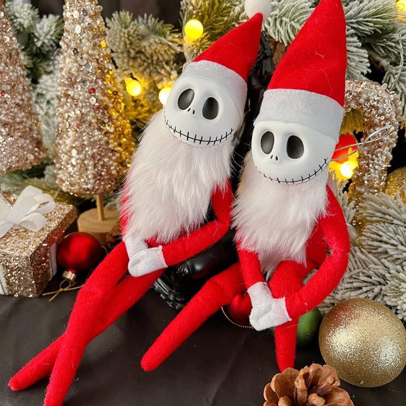 Santa Jack Skellington Doll Ornament, 1 Count Creative Halloween Themed Desktop Decoration, Home Decor Supplies for Living Room Bedroom