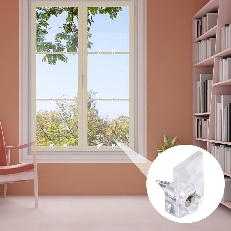 25pieces Mirror Hangers for The Wall, Mirror Holder Clips, Clear Plastic Mirror Mounting Clips, Glass Retainer Clips Kit Crystal Mirror Hanging Hardware Frameless Kit for Wall and Fixed Mirror Box Door